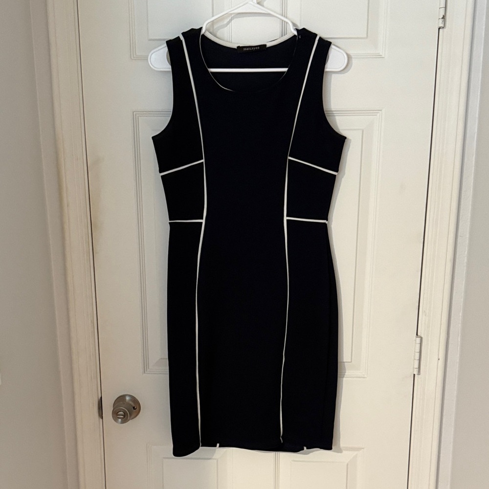 Navy with White trim knit dress